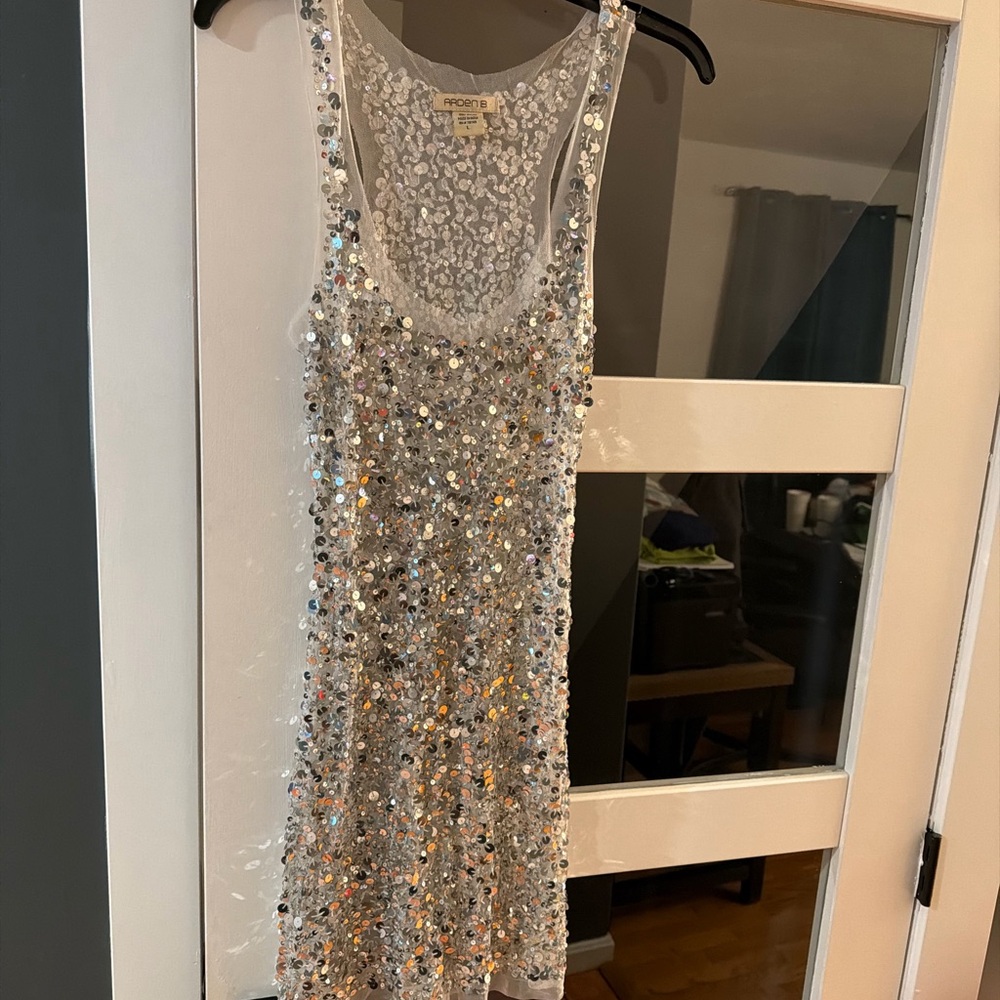 Arden B Silver Sequin Tank Dress